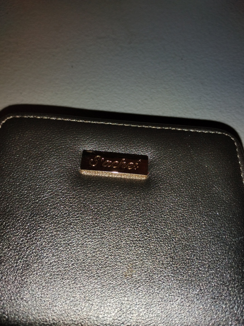 Source Unknown Metallic Charcoal Women’s Wallet with Gold Logo